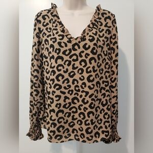 NWT Kate Spade Leopard Print Ruffle Top